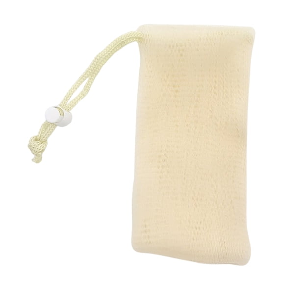 1 Pc Exfoliating Soap Mesh Bag,7.48'' Fine Mesh Soap Bag,Handmade Soaps Bubble Meshs Net Bags with Drawstring,Portable Exfoliating Soaps Holder for Foaming and Drying Bath Shower(Beige)