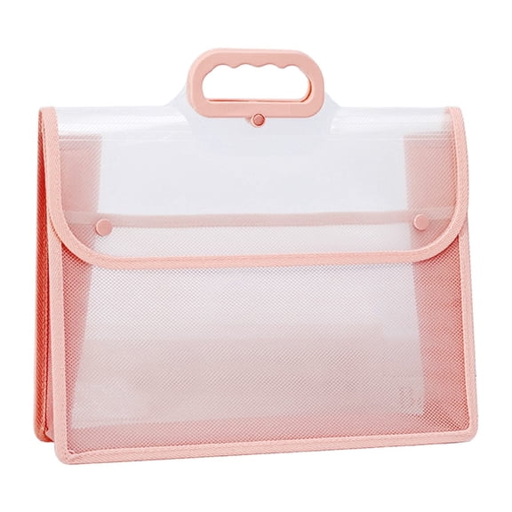 1 Pc Expanding File Folder with Handle, Portable Transparent Envelope Document Folder with Snap Closure, Plastic File Organizer Box for Letter Office Home, 10.11x13 inch