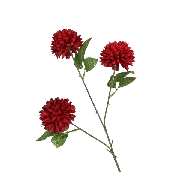 1 Pc Fake Artificial Pompon Mums Flowers Indoor with Long Stems Ball Chrysanthemum Faux Silk Flowers for Vase Floral Arrangement for Spring Home Decor Centerpieces, 25.59 Inch, Red