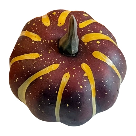 1 Pc Fall Artificial Mini Pumpkins Harvest Cute Simulation Small Pumpkins Fake Pumpkin Faux Small Pumpkin for Halloween Thanksgiving Office Home Kitchen Garden Decor, 2.36x1.57 Inch, Coffee