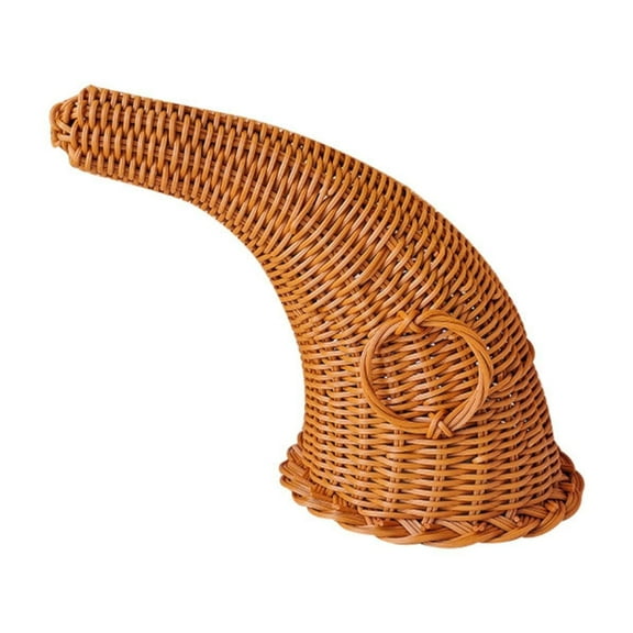 1 Pc Fall Cornucopia Basket Centerpiece 11.02 Inch, Imitation Vine Wicker Horn of Plenty, for Harvest Thanksgiving Table Autumn Party Christmas Decor, Reusable Imitation Vine Dining Display