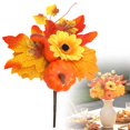 thumbnail image 1 of 1 Pc Fall Floral Pick, Autumn Pumpkin Maple Leaf Stem, Artificial Fall Flower Pick for Harvest Halloween Thanksgiving Table Vase Home Decor, 9.84 x 7.87 in, 1 of 9