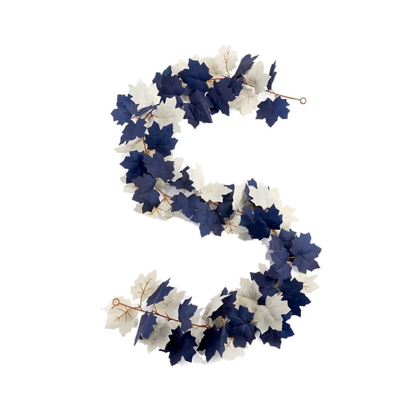 1 Pc Fall Maple Leaf Garland Artificial Fall Foliage Garland Fall Garland Maple Leaf Thanksgiving Decor for Home Wedding Party Christmas, 5.7 FT, Blue