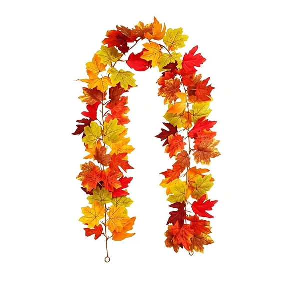 1 Pc Fall Maple Leaves Garland, 5.7Ft Artificial Maple Leaf Autumn Garland Hanging Fall Vines Table Decorations Front Door Fall Decor Thanksgiving Decorations Decor Outside Indoor Decor