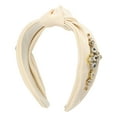 thumbnail image 1 of 1 Pc Fashion Elegant Faux Diamond Satin Wide Headband for Women for Girls Beige, 1 of 2