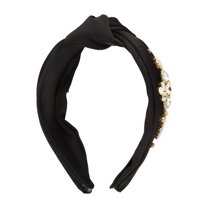1 Pc Fashion Elegant Faux Diamond Satin Wide Headband for Women for Girls Black