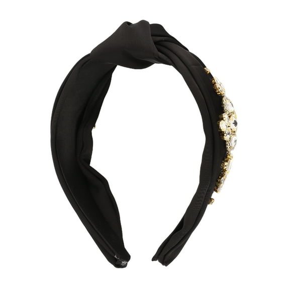 1 Pc Fashion Elegant Faux Diamond Satin Wide Headband for Women for Girls Black