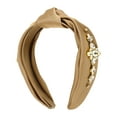 thumbnail image 1 of 1 Pc Fashion Elegant Faux Diamond Satin Wide Headband for Women for Girls Brown, 1 of 2