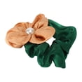 thumbnail image 1 of 1 Pc Fashion Elegant Flowers Hair Scrunchies for Women for Girls Green Orange, 1 of 2