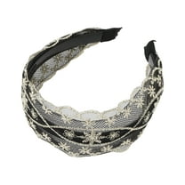 1 Pc Fashion Elegant Lace Mesh Wide Hairband for Women for Girls Black White