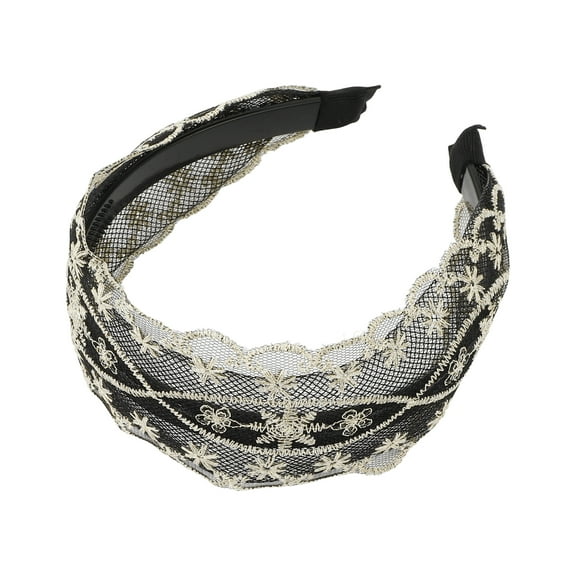 1 Pc Fashion Elegant Lace Mesh Wide Hairband for Women for Girls Black White