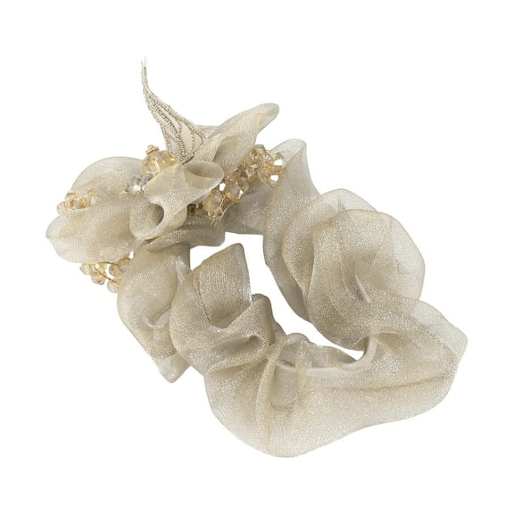 1 Pc Fashion Elegant Leaves Flowers Hair Scrunchies for Women for Girls Champagne