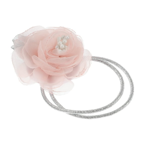 1 Pc Fashion Elegant Mesh Flower Hair Rope for Women for Girls 2.76"x2.36" Light Pink