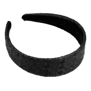 1 Pc Fashion Flat Raffia Straw Headband for Women for Girls 5.91"x1.57" Black
