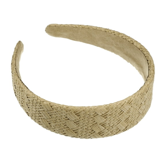 1 Pc Fashion Flat Raffia Straw Headband for Women for Girls 5.91"x1.57" Brown