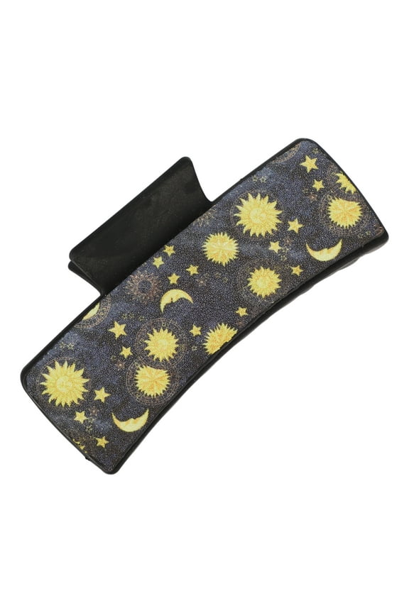 1 Pc Fashion Moon Sun Hair Clips Hairdo Clip for Women 3.94"x1.97"x1.77" Black Yellow