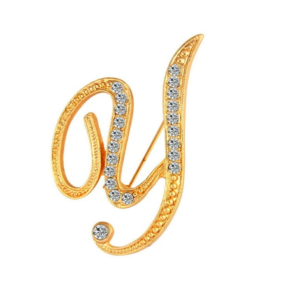 1 Pc Fashion Unisex Rhinestone English Letters Alphabet A-Z Brooch Pin Ornament