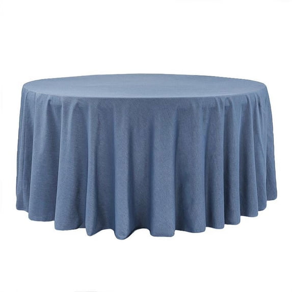 1 Pc, Faux Denim Tablecloth 108" Round - Dark Blue For Baby Showers, Bridal Showers, Weddings