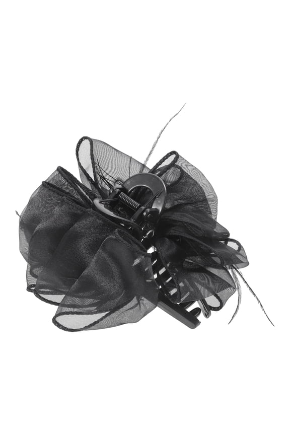 1 Pc Feather Bubble Mesh Hair Clips Hairdo Clip for Women 5.51"x5.12"x4.13" Black