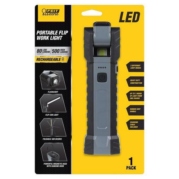1 Pc, Feit 500 Lm Led Rechargeable Handheld Work Light W/Magnet