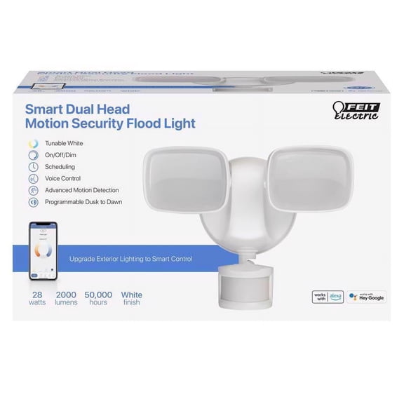 1 Pc, Feit Smart Home Motion-Sensing Hardwired Led White Smart-Enabled Security Floodlight