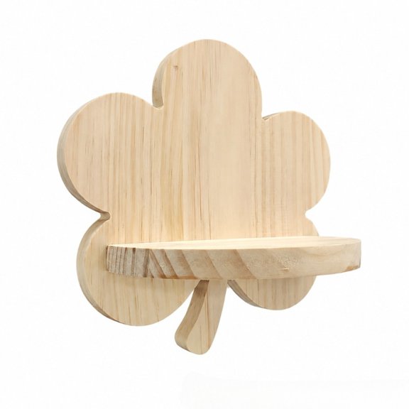 1 Pc Five Leaf Clover Wall Mounted Shelf, Creative Wooden Flower Shaped Wall Decor Rack