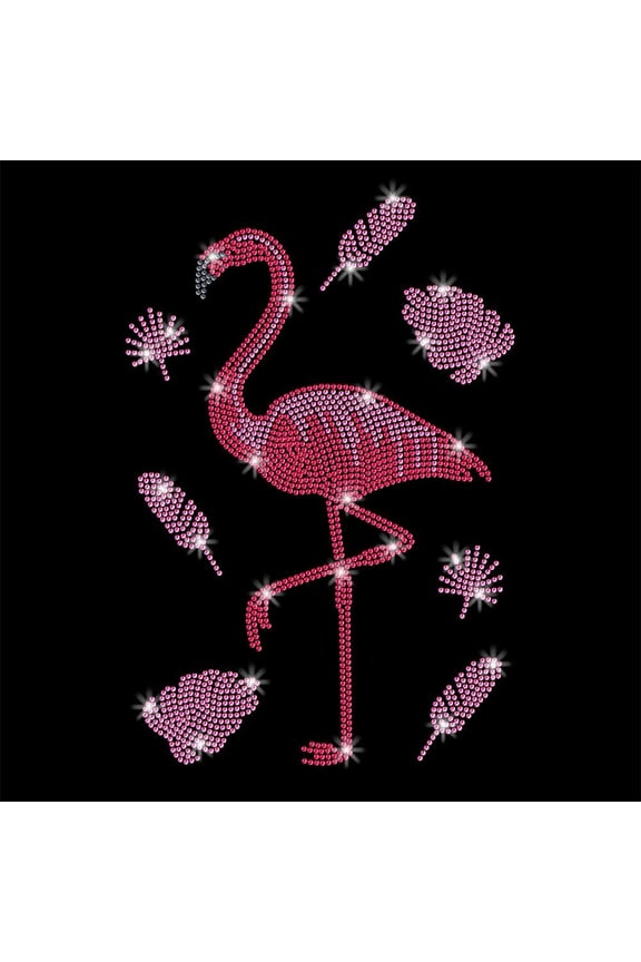 1 Pc Flamingo Rhinestone Iron on Hotfix Transfer Decal Bling DIY Patch Clothing Repair Applique T-Shirt Vest Shoes Hat Jacket Decor Clothing DIY Accessories