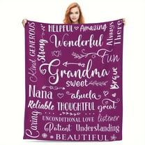 1 Pc Flannel Blanket for Grandma Purple Throw Personalised Gifts for Grandma Machine Washable Soft Cosy Grandma Blanket Birthday Christmas Gift for Grandmother