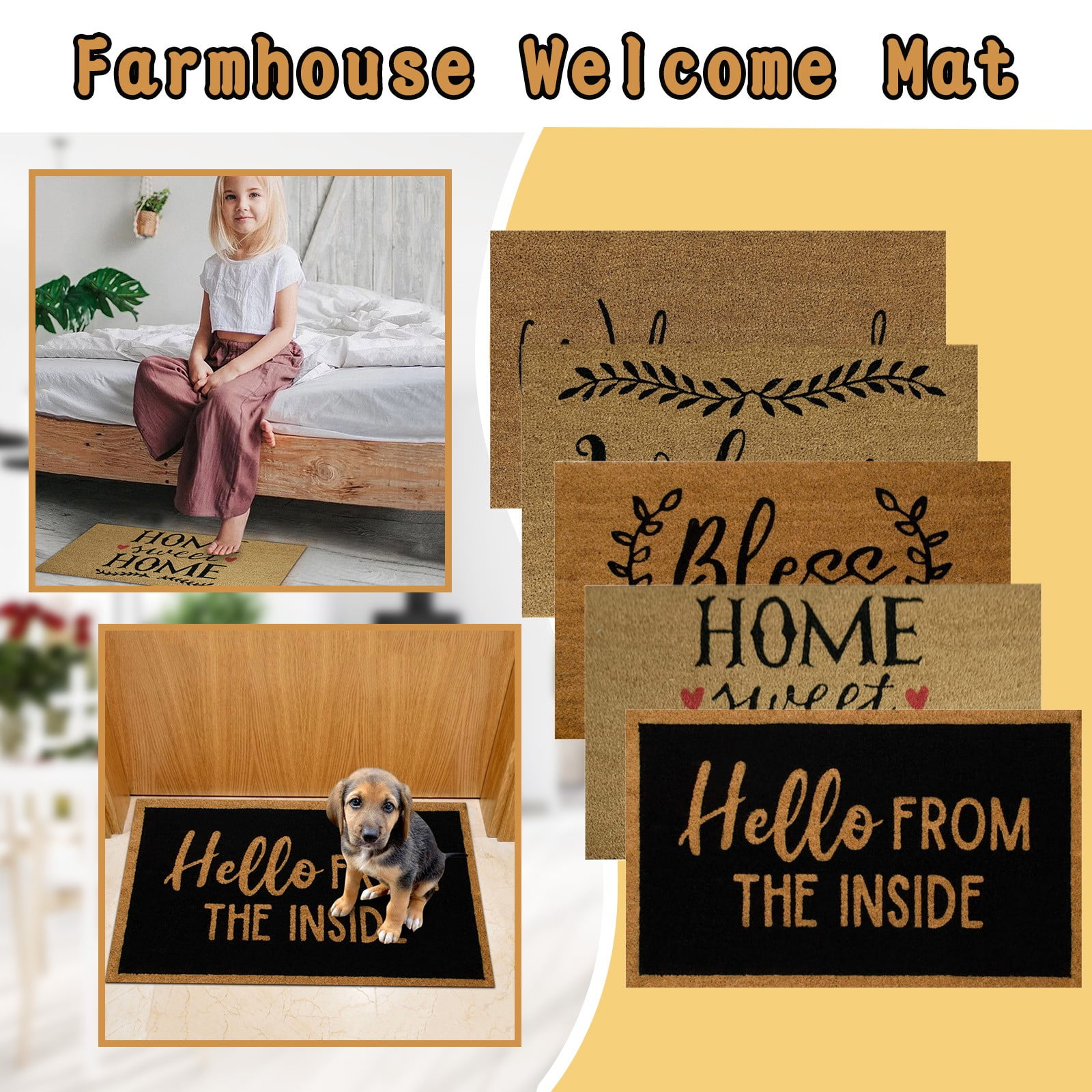 1 Pc Floor Mat With Sayings Farm-House Coir Welcome Mat for the Front ...