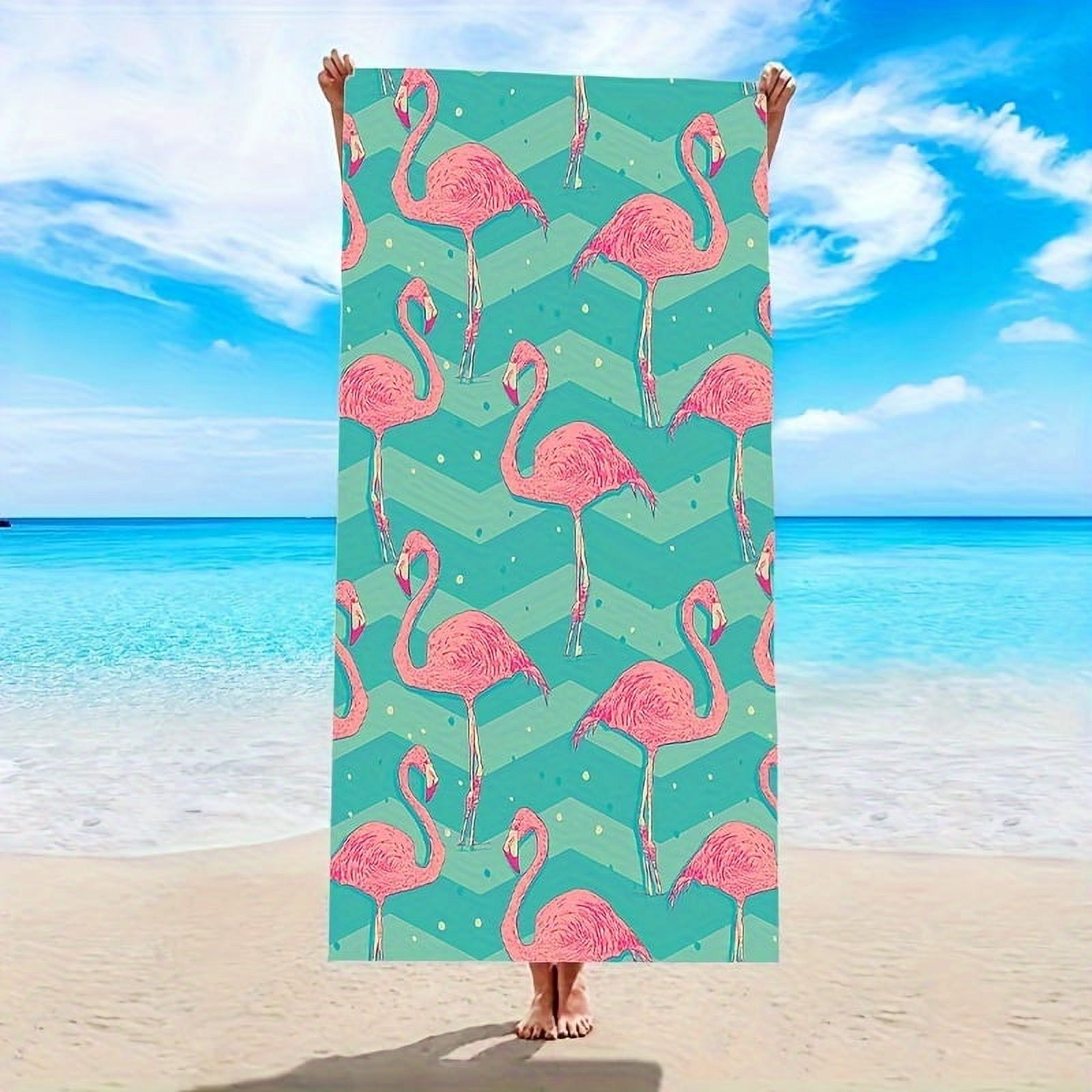 1 Pc Flower And Flamingo Pattern Extra Large Microfiber Beach Towel ...