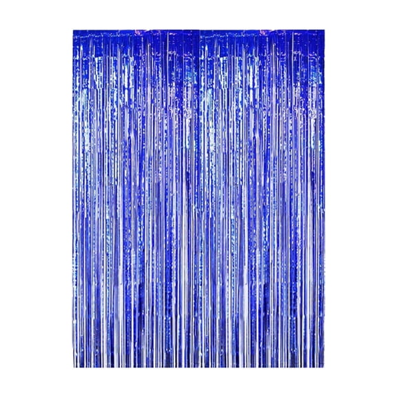 1 Pc Foil Fringe Backdrop Streamers Backdrop Fringe Backdrop Curtain Metallic Foil Backdrop for Home Party Decoration Photo Booth Props Birthday Wedding, 6.56ft x3.28ft, Dark Blue