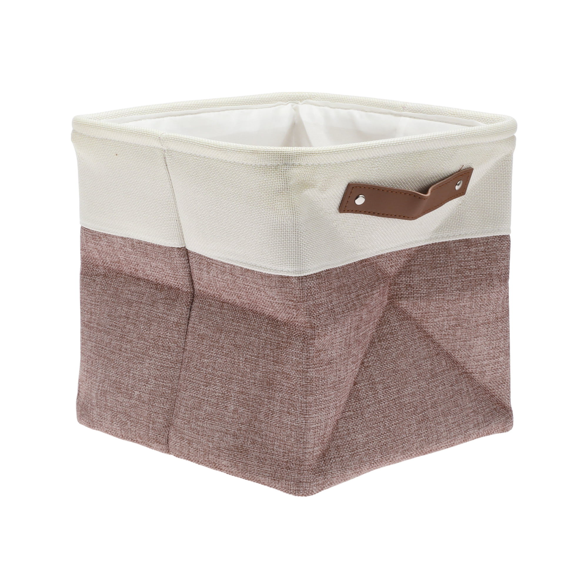 Foldable Beige and Pink Linen Multipurpose Laundry Basket