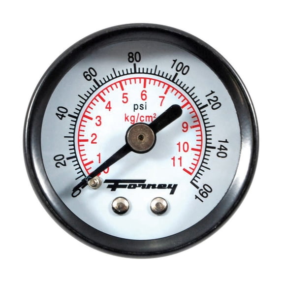 1 Pc, Forney Plastic Rear Mount Air Pressure Gauge 1/8 In. Npt 160 Psi 1 Pc