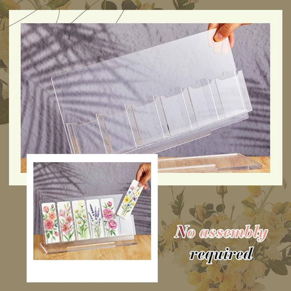 1 Pc Freestanding Acrylic Bookmark Display Holder for Business Multiple No Assembly Required 2'' Bookmark Organizer Stand for Vendors Retail Store Craft Show (One-Layer 6 Slots)$$