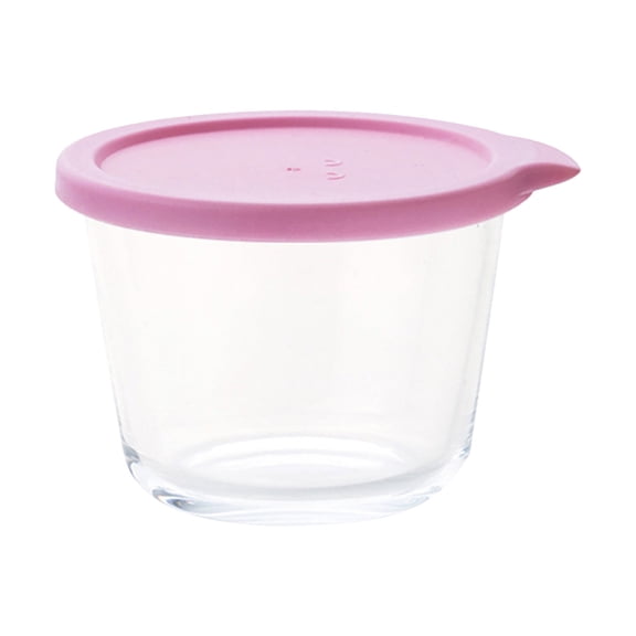 1 Pc Glass Storage Containers with Lids Small Prep Bowl with Lid Mini Glass Bowls for Spices Seasonings, Glass Containers with Lid, 2.72x4.13x2.72 Inch, Large pink
