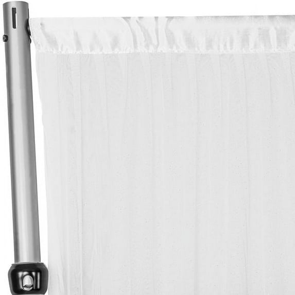 1 Pc, Glitter Tulle Tutu 10Ft H x 56" W Drape/Backdrop Curtain Panel - White for Wedding Venue, Tent, Banquet Hall, Bridal and Baby Shower, Corporate Event