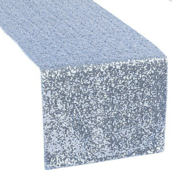 1 Pc, Glitz Sequin Table Runner 12"X108" - Dusty Blue for Wedding, Party and Home Décor