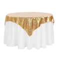 thumbnail image 1 of 1 Pc, Glitz Sequin Tablecloth Overlay Topper 54"X54" Square - Gold For Wedding & Event Decor, 1 of 1