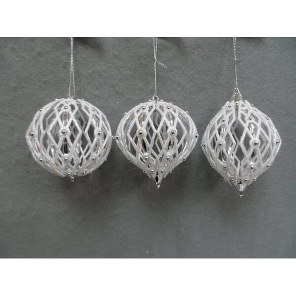 1 Pc Global Treasure Silver/White Diamond Pattern Ball/Onion/Finial Ornament-Ball (P1907006/Rd0101)
