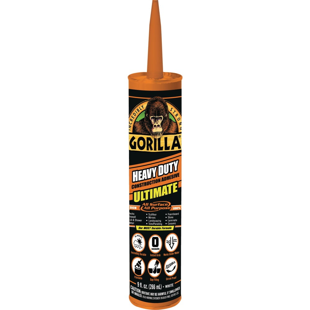 Gorilla Heavy Duty Ultimate White Construction Adhesive, 9 oz Cartridge