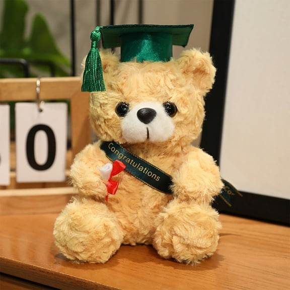1 Pc Graduation Stuffed Animal Doll — 7.1in Tall Plush Toy, Soft Souvenir Gift for Graduation Celebration & Home Decor(Green)