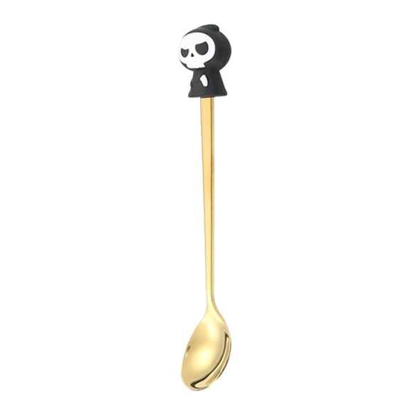 1 Pc Halloween Stainless Steel Dessert Spoon, Pumpkin Bat Witch Hat Pattern Coffee Spoon, Lightweight Tableware For Home Coffee Bar, One Size, Clearance(Multicolor)