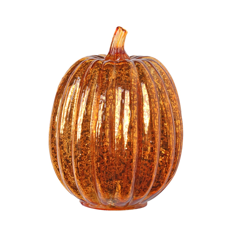 1 Pc Halloween Theme Decorative Pumpkin Glass Light Decor( Without Battery)