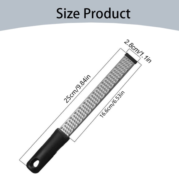 1 Pc Hand-Held Metal Cheese Grater Reusable Vegetable & Fruit Zester Stainless Steel Lemon Zester Grater with Handle for Zesting Cheese, Garlic, Ginger, Coconut, 1.1X9.84 Inch