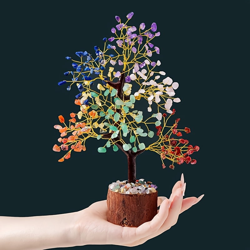 1 Pc Handcrafted 7 Chakra Crystal Tree Natural Gemstone Bonsai for Home ...