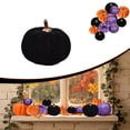 thumbnail image 1 of 1 Pc Handmade Velvet Pumpkin, 2.16*2.16 Inch Crafted Faux Pumpkin with Realistic Resin Stem, Decor Ornament for Fall Halloween Thanksgiving Wedding Baby Shower Tabletop Home Decor,Black, 1 of 4