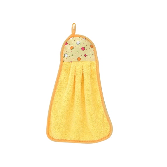 1 Pc Hanging Hand Towels for Kitchen Bathroom Super Soft with Hanging Loops, Cute Cartoon Highly Absorbent Tea Towels Dish Cloth, 9.05x14.96 Inch, Yellow