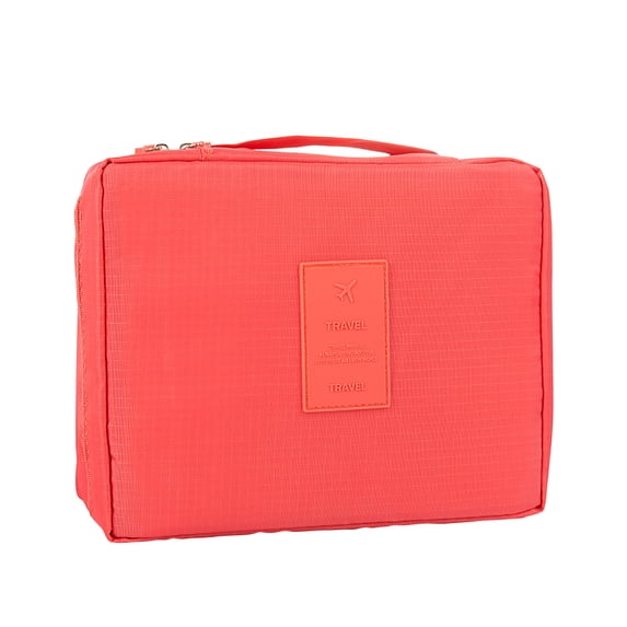 1 Pc Hanging Toiletry Bag — 8.7in x 7.1in x 3.2in, Large Capacity Travel Cosmetic Organizer with Separate Compartments, Water-resistant & Easy Carry for Trips(Watermelon Red)