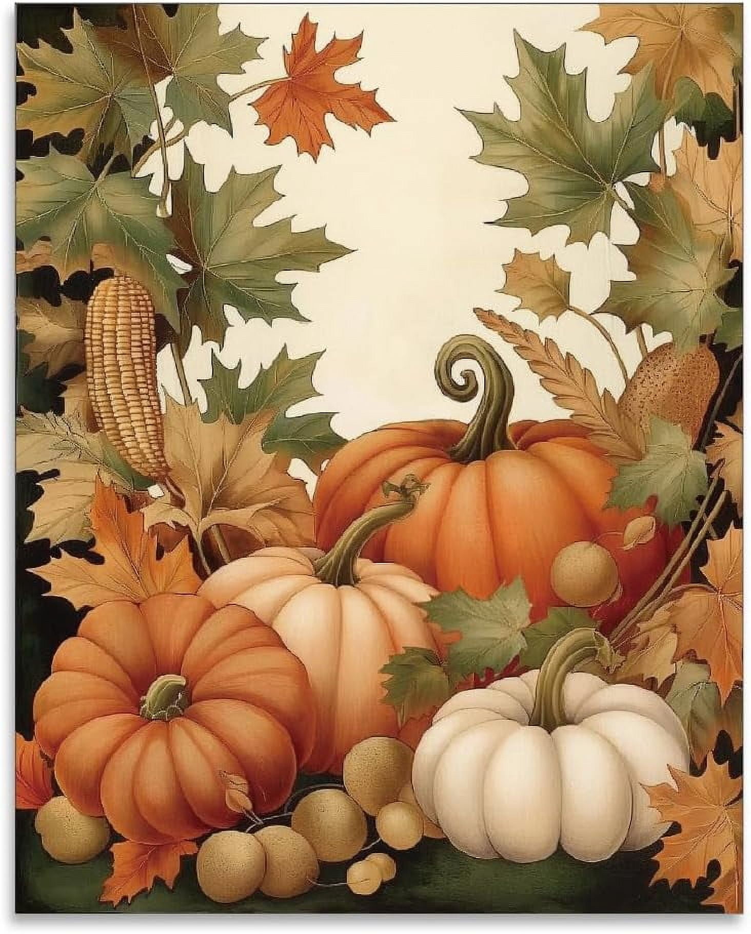1 Pc Harvest Fall Wall Art Prints Pumpkin Corn Maple Leaves Oil ...