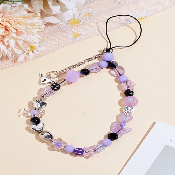 1 Pc Heart Star Mobile Straps Butterfly Lanyard Wristlet Chain Handsets Chain String Non-Lost Beaded Handsets Lanyard